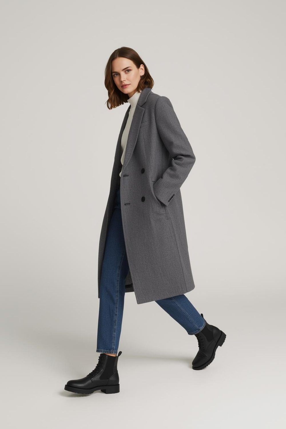 Minimalist Wool Overcoat – Grey