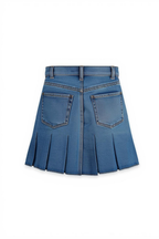 Pleated Denim Mini Skirt