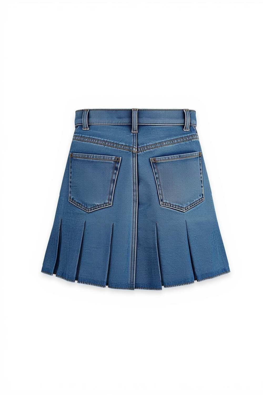 Pleated Denim Mini Skirt