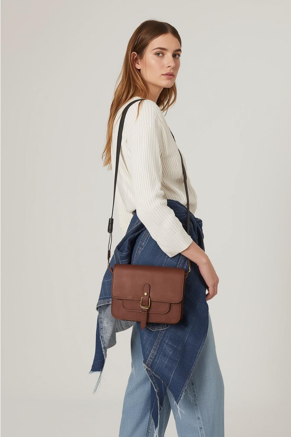 Handcrafted Leather Crossbody Bag – Brown